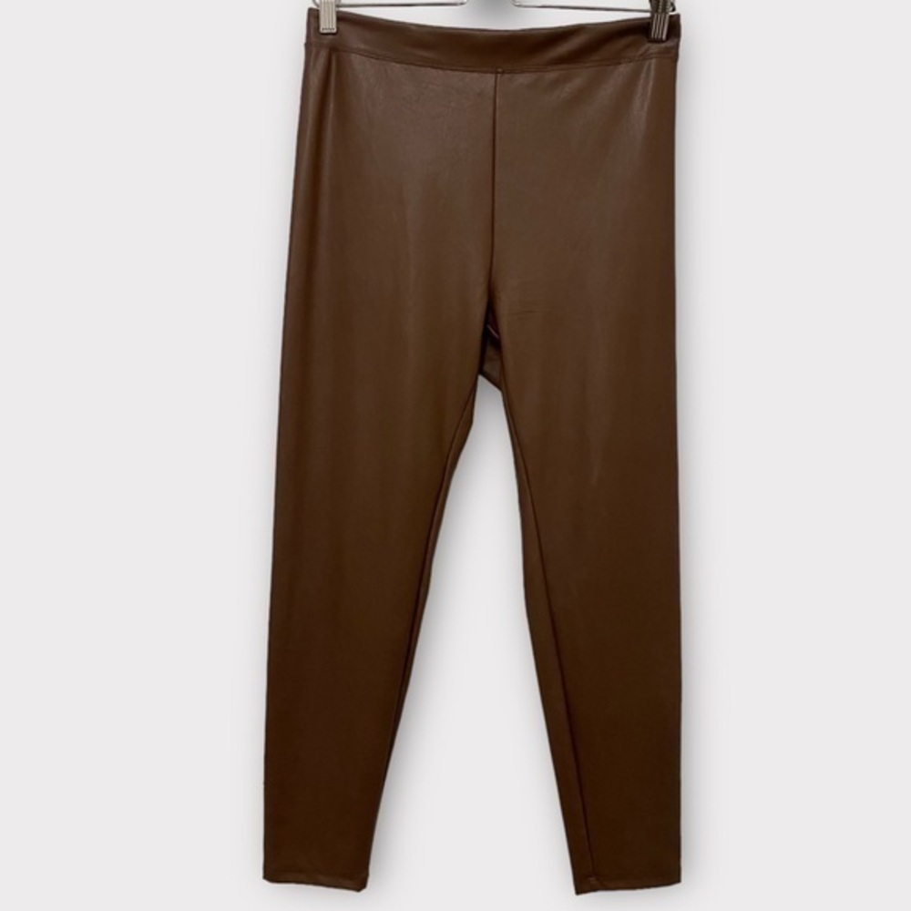 Bershka Brown Faux Leather Pull On Leggings Size Large